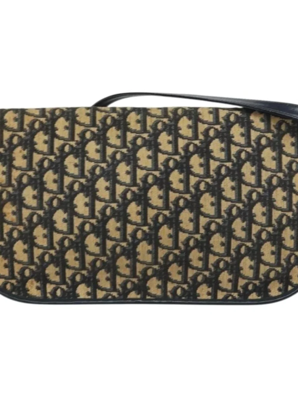 Christian Dior Trotter Canvas Shoulder Bag Navy Gold Auth 160820 - Picture 3 of 16